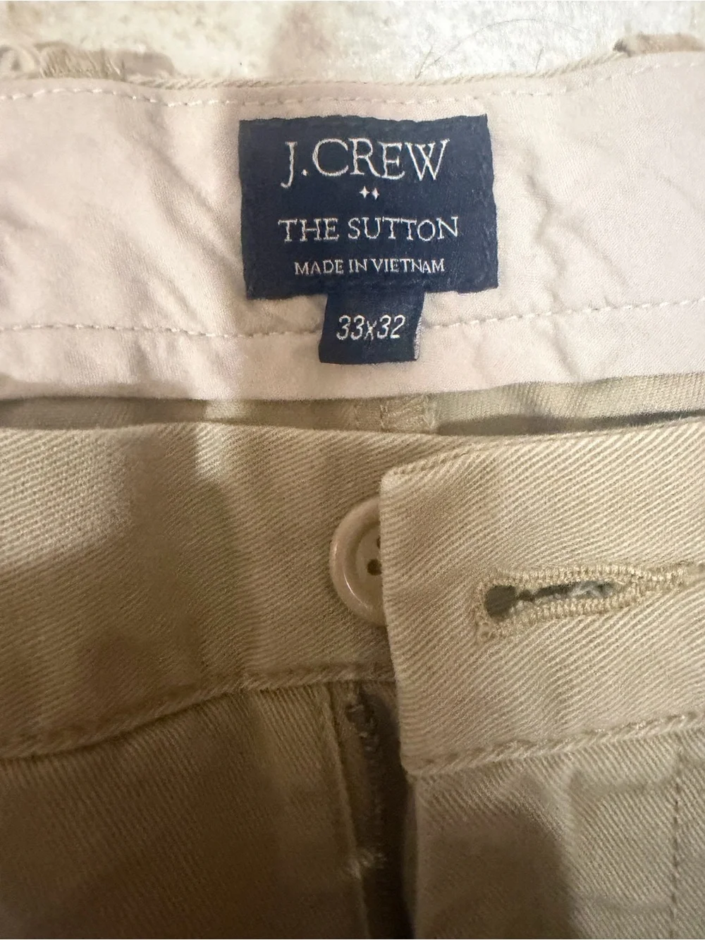 J. Crew Khaki Chino Pants with Small Fish Embroidery